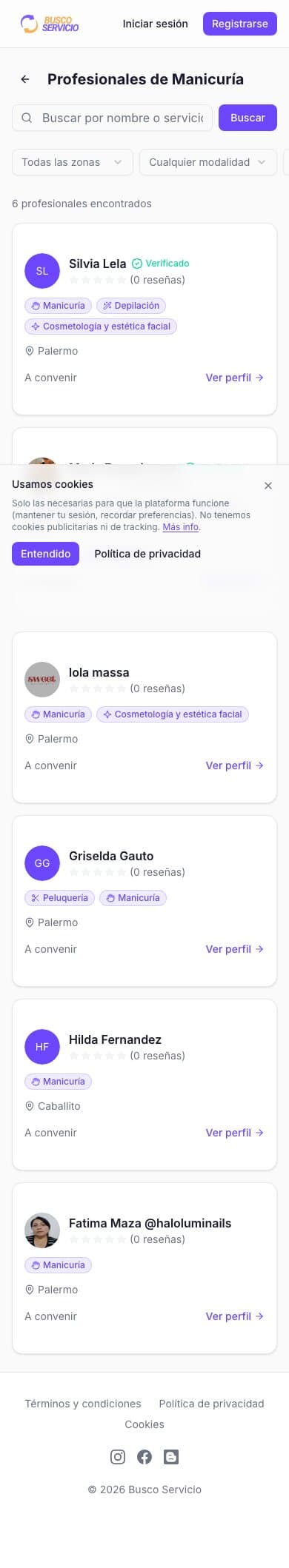 Los mismos resultados de búsqueda, en móvil.