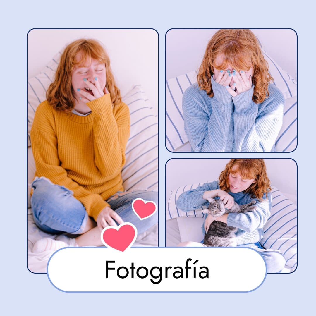 Fotografía: a red-haired girl in a studio shoot.